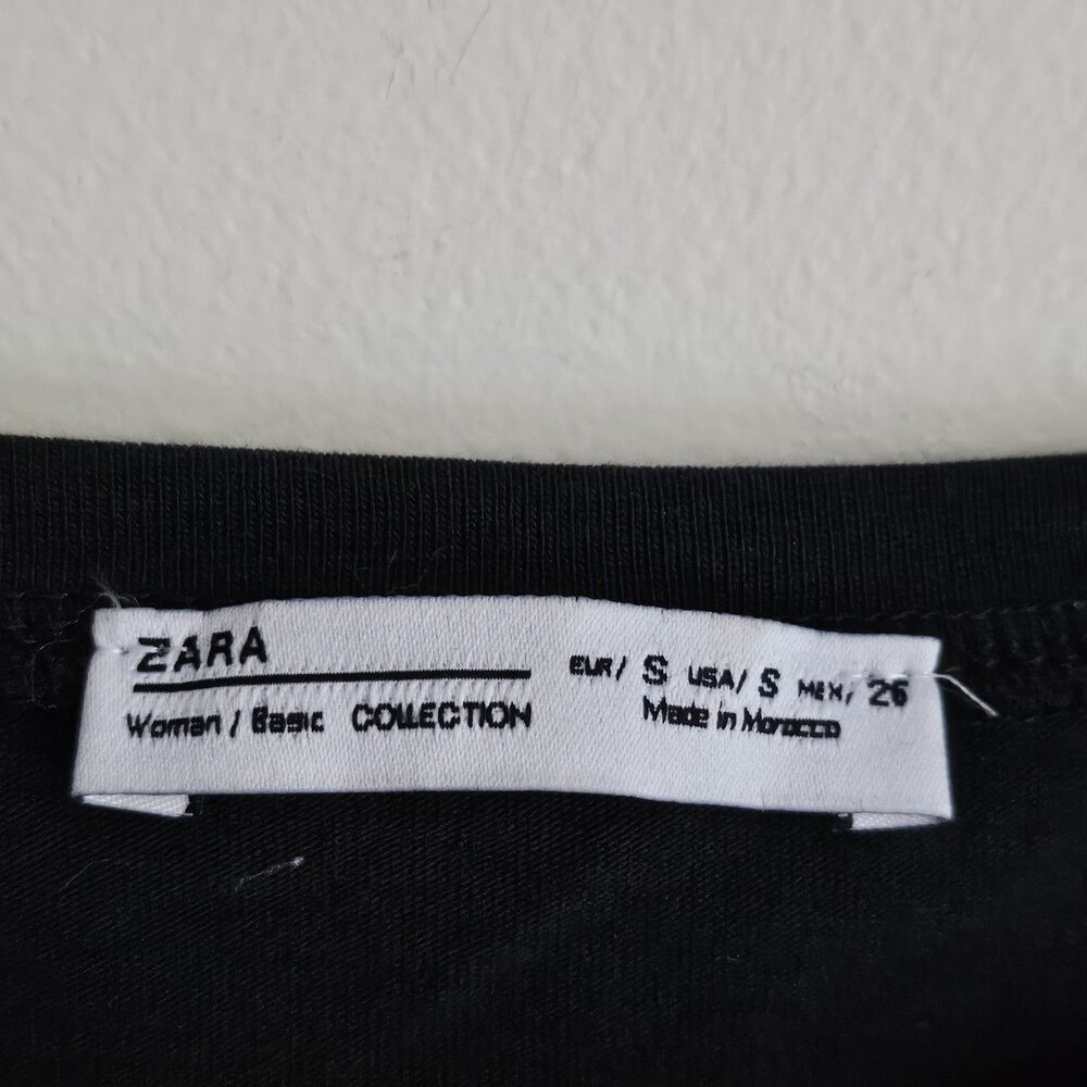 Zara Mixed Media Hybrid Top Black White Button Down T-Shirt Tunic Techwear Small - Picture 4 of 7